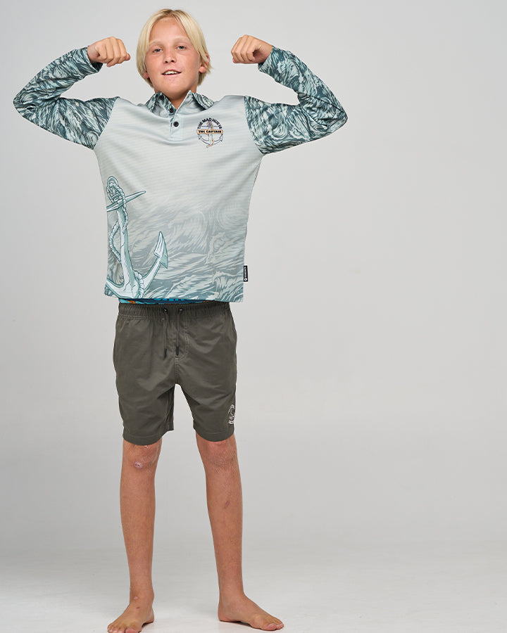 CROC CAPTAIN | YOUTH UPF 50+ FISHING JERSEY - FADED DUST