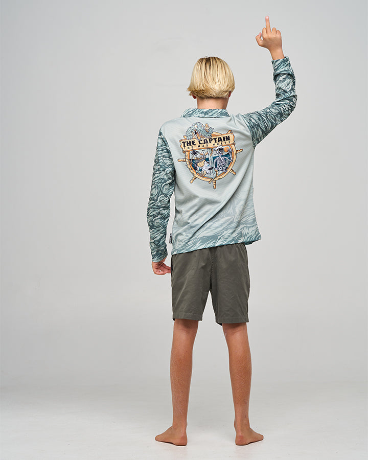 CROC CAPTAIN | YOUTH UPF 50+ FISHING JERSEY - FADED DUST