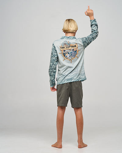CROC CAPTAIN | YOUTH UPF 50+ FISHING JERSEY - FADED DUST