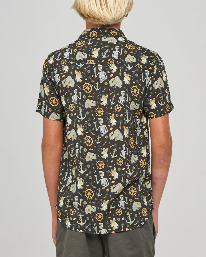 CROC CAPTAIN | YOUTH SS WOVEN SHIRT - VINTAGE BLACK