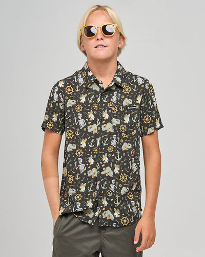 CROC CAPTAIN | YOUTH SS WOVEN SHIRT - VINTAGE BLACK
