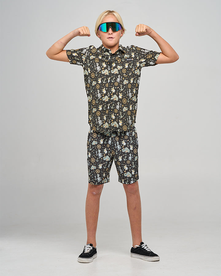 CROC CAPTAIN | YOUTH SS WOVEN SHIRT - VINTAGE BLACK