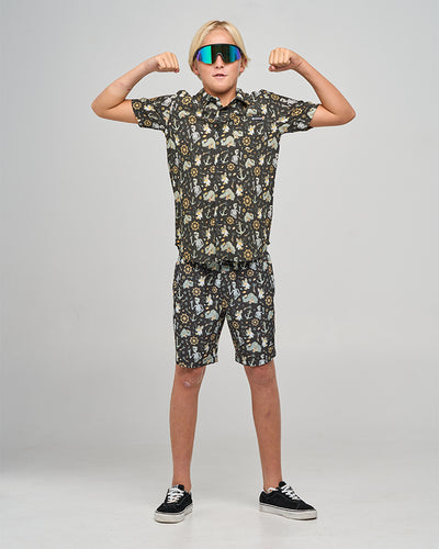 CROC CAPTAIN | YOUTH SS WOVEN SHIRT - VINTAGE BLACK