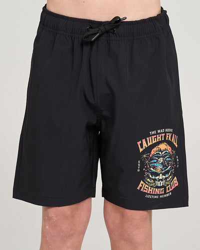 CAUGHT NOTHIN | YOUTH 16" SWIM VOLLEY SHORT - BLACK