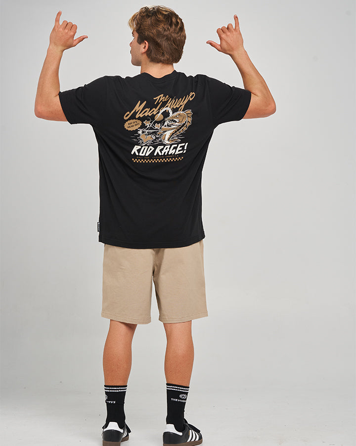The Mad Hueys Rod Rage SS T-shirt in Black, alternate view 3