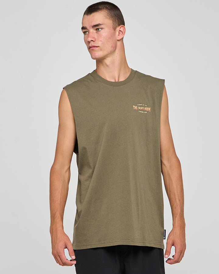 CAUGHT FK ALL SKULL | MUSCLE - OLIVE