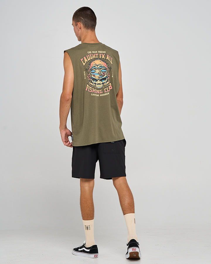 CAUGHT FK ALL SKULL | MUSCLE - OLIVE