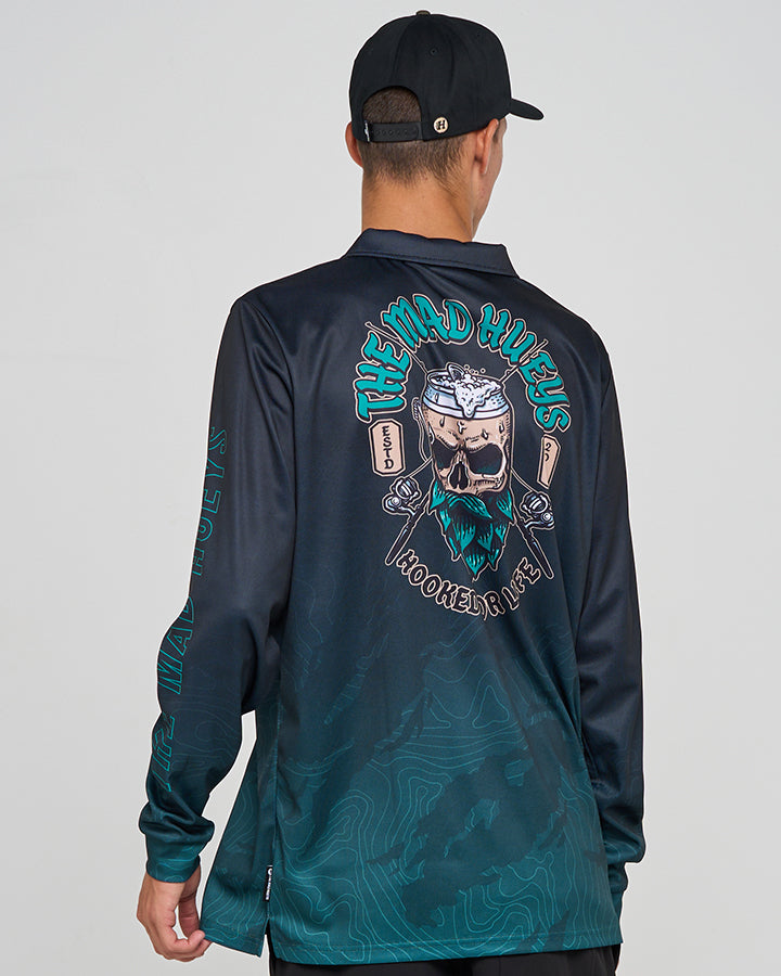 FROTHIN HOOKED FOR LIFE | UPF 50+ FISHING JERSEY - BLACK