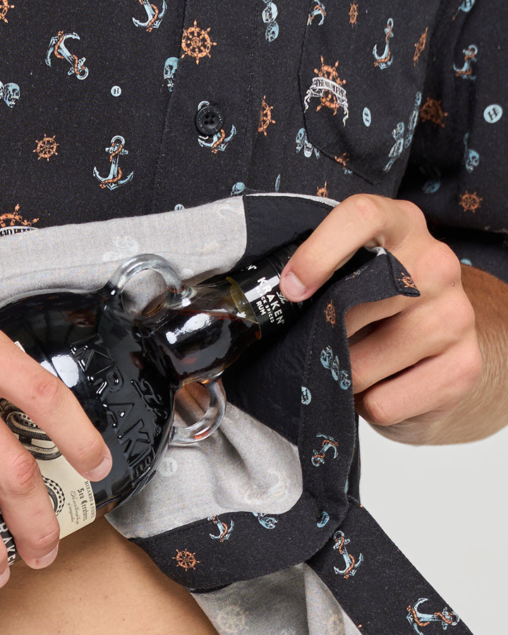 TRIPLE ANCHOR | SS WOVEN SHIRT - BLACK