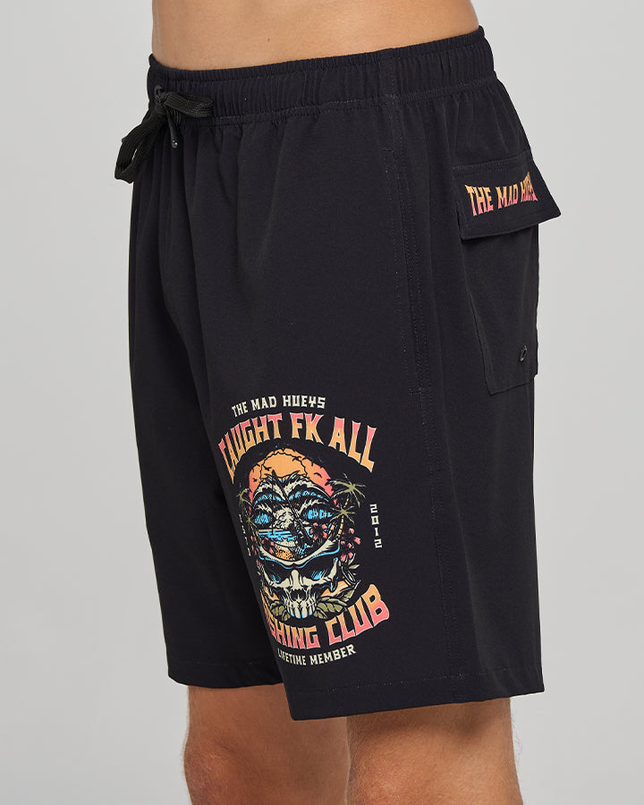 CAUGHT FK ALL SKULL | 18" BOAT VOLLEY SHORT - BLACK