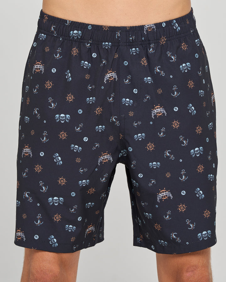 TRIPLE ANCHOR | 18" SWIM VOLLEY SHORT - BLACK