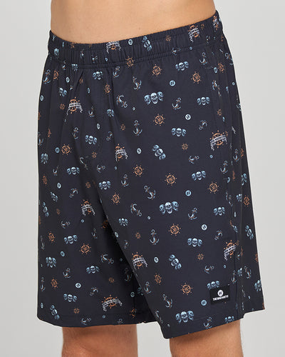 TRIPLE ANCHOR | 18" SWIM VOLLEY SHORT - BLACK