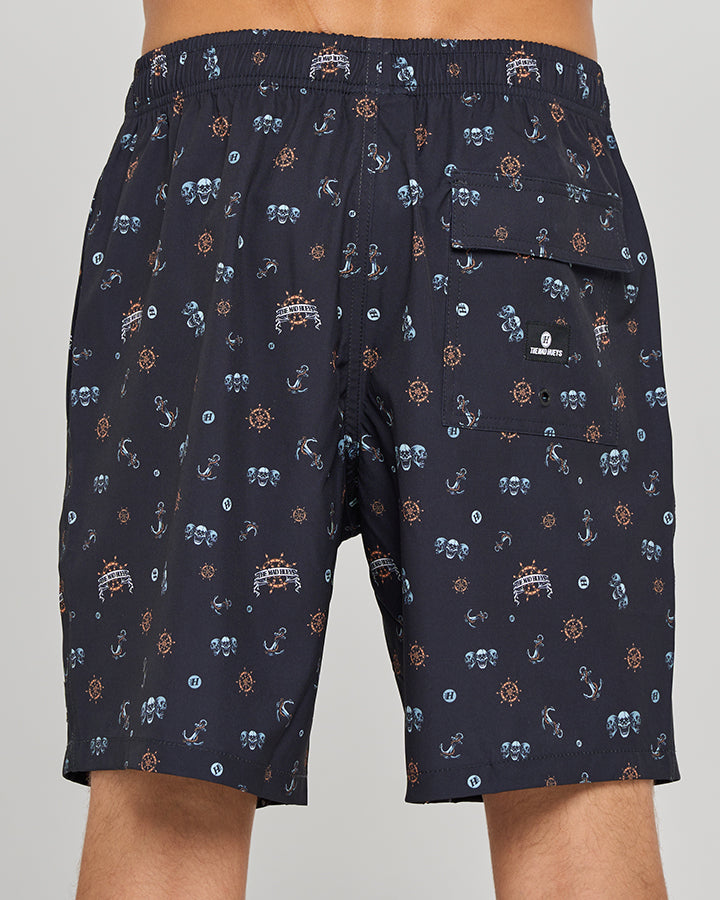 TRIPLE ANCHOR | 18" SWIM VOLLEY SHORT - BLACK