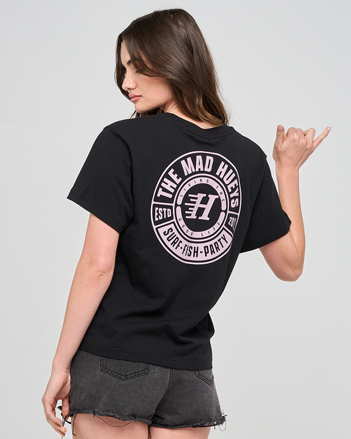 LIVING HUEYS | WOMENS SS TEE - BLACK
