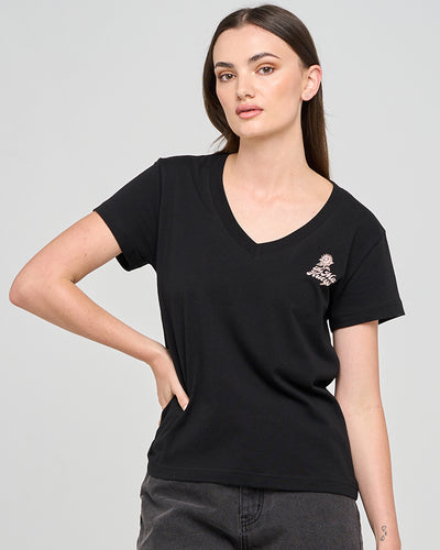 BEE ANCHOR | WOMENS V NECK TEE - BLACK