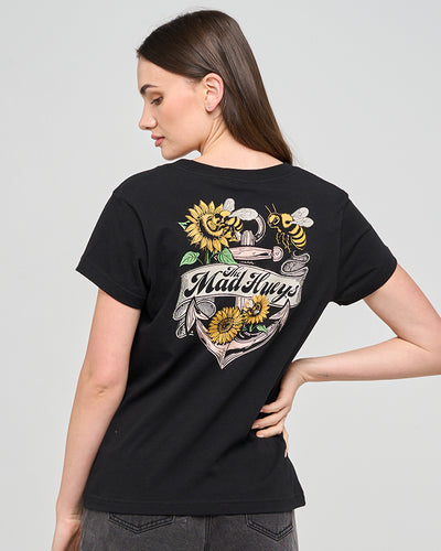 BEE ANCHOR | WOMENS V NECK TEE - BLACK