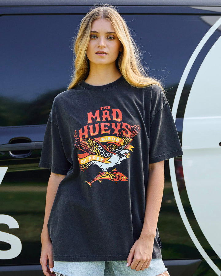 BIRDS OF PREY | WOMENS OVERSIZED TEE - WASHED BLACK