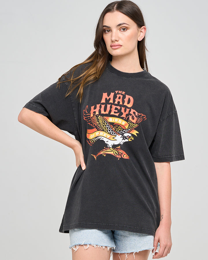 BIRDS OF PREY | WOMENS OVERSIZED TEE - WASHED BLACK
