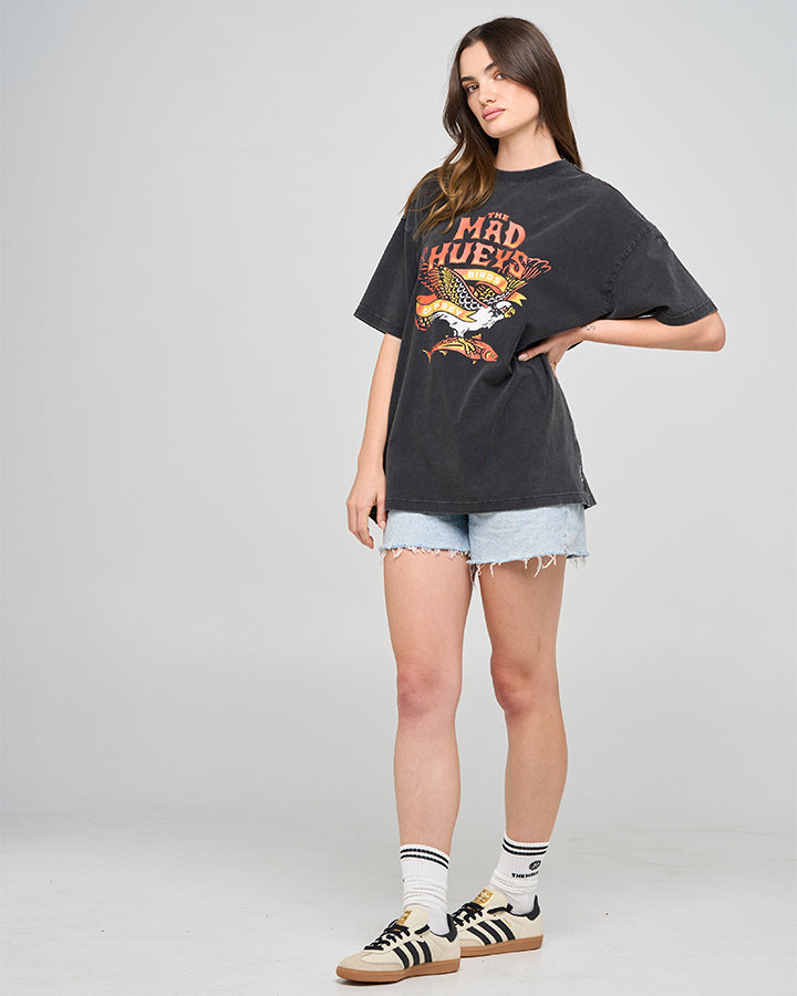 BIRDS OF PREY | WOMENS OVERSIZED TEE - WASHED BLACK