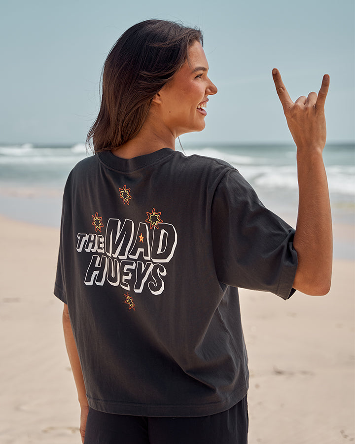 ONE TEAM | WOMENS BOXY TEE - VINTAGE BLACK