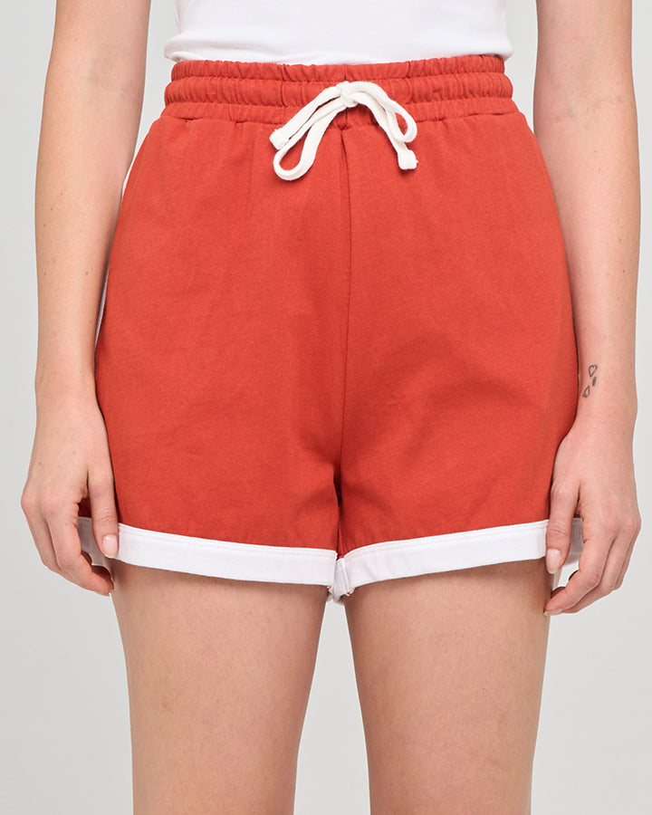 LIVING HUEYS | WOMENS MID RISE SHORTS - RED CLAY