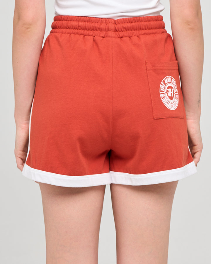 LIVING HUEYS | WOMENS MID RISE SHORTS - RED CLAY