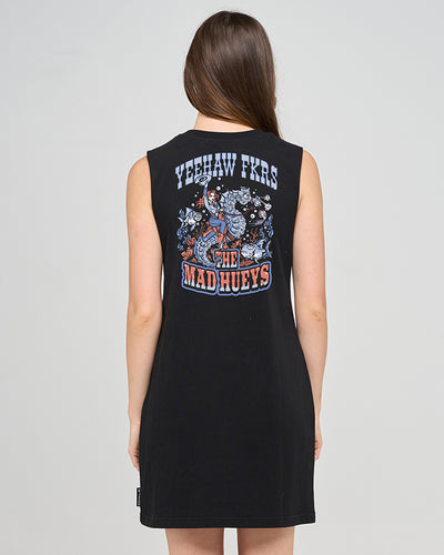 YEE HAW SEAHORSE | WOMENS MUSCLE DRESS - BLACK