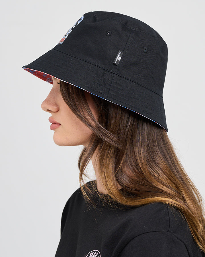 YEE HAW SEAHORSE | WOMENS REVERSIBLE BUCKET HAT - VINTAGE BLACK