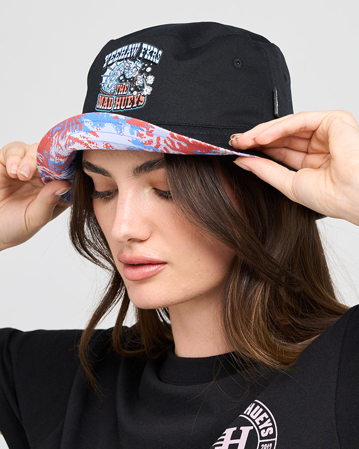 YEE HAW SEAHORSE | WOMENS REVERSIBLE BUCKET HAT - VINTAGE BLACK