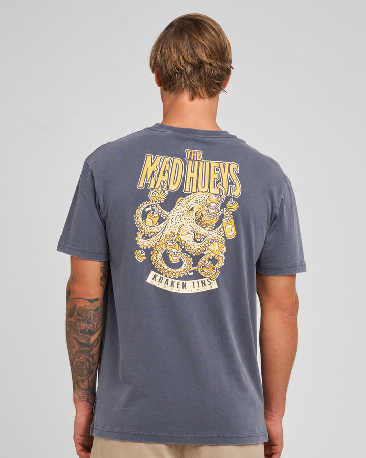 KRAKEN TINS | SS TEE - PETROL BLUE WASHED