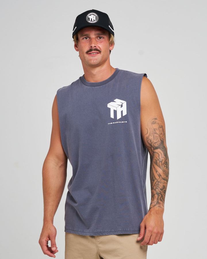 CUBE HUEYS | MUSCLE - PETROL BLUE WASHED