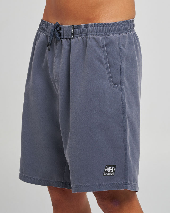 The Mad Hueys Beached Again 20" Boardshort in Petrol Blue Washed
