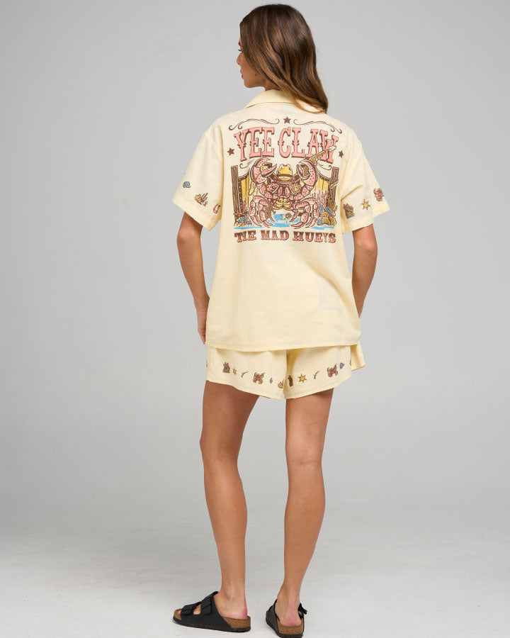 YEE CLAW | WOMENS SS LINEN SHIRT - BUTTER