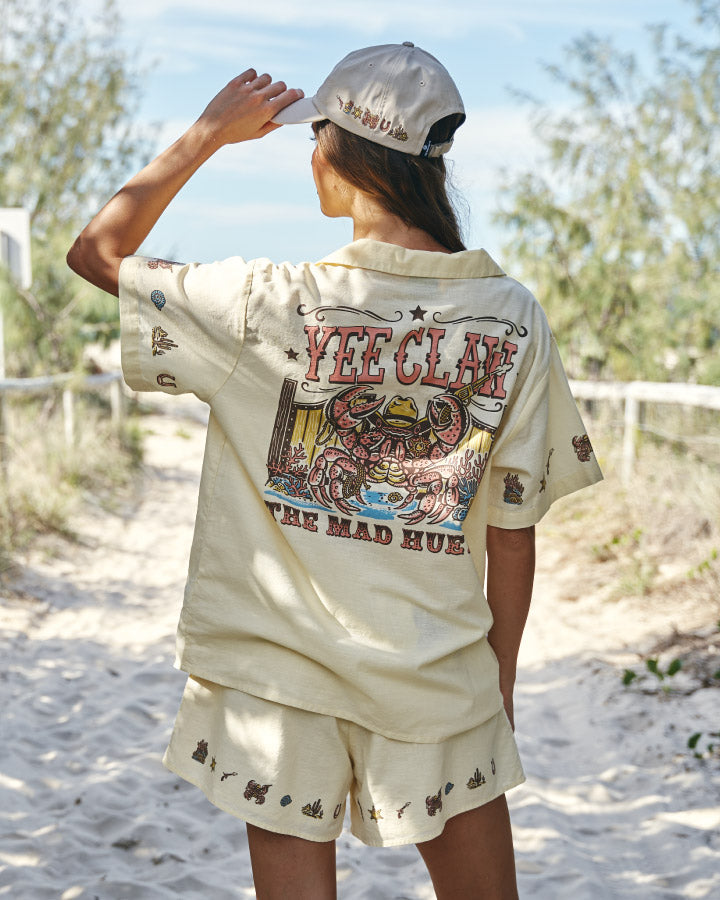 YEE CLAW | WOMENS SS LINEN SHIRT - BUTTER