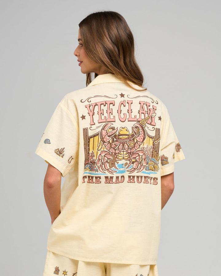 YEE CLAW | WOMENS SS LINEN SHIRT - BUTTER