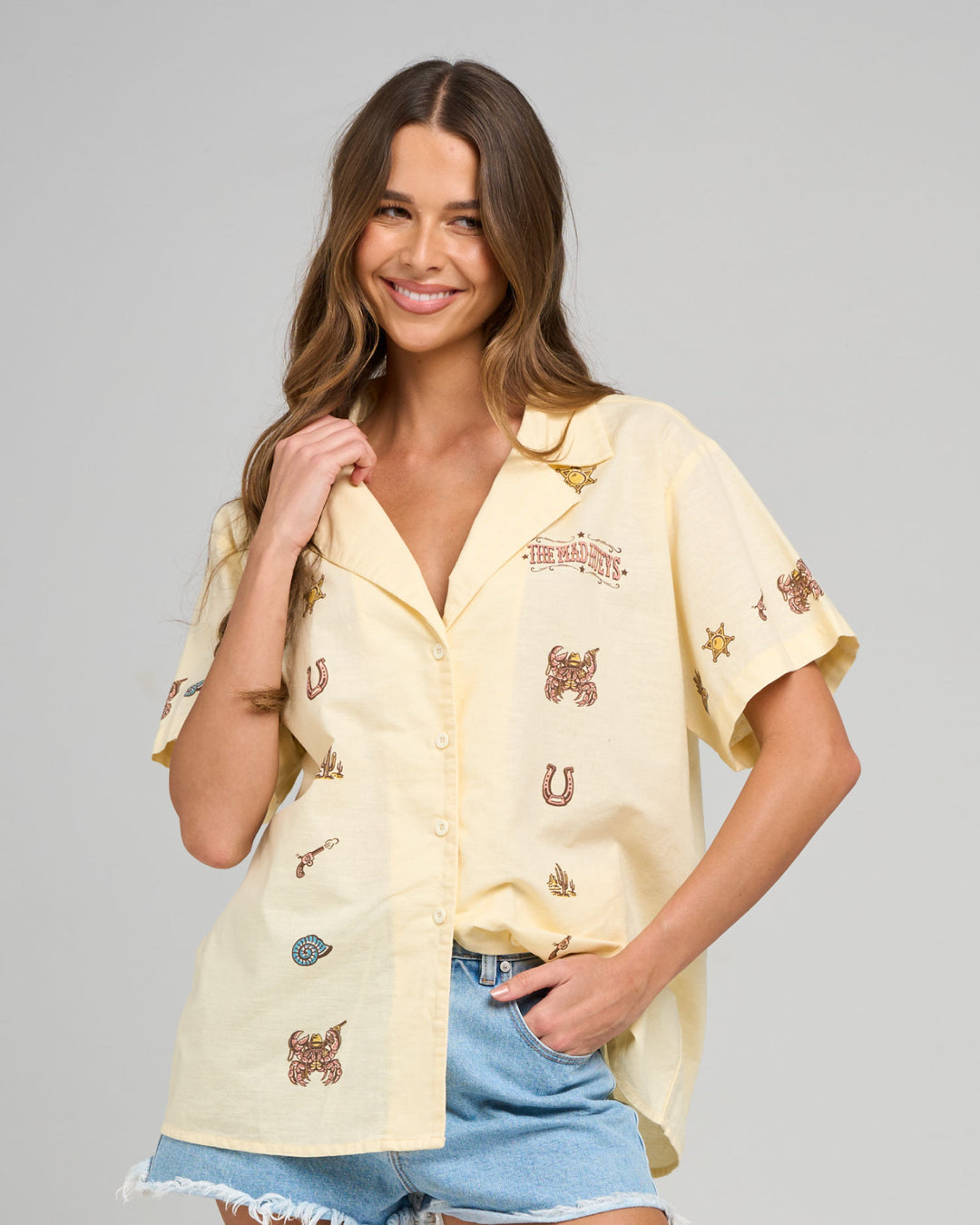 YEE CLAW | WOMENS SS LINEN SHIRT - BUTTER