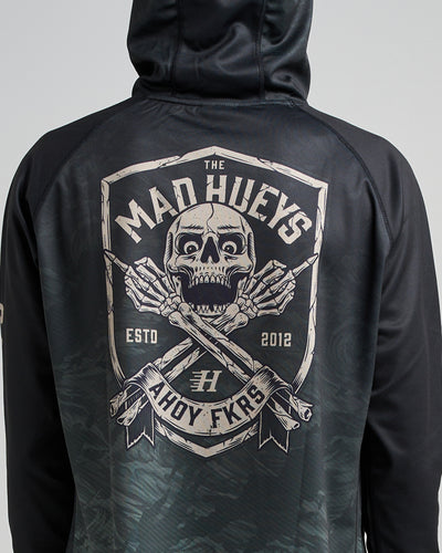 AHOY FKRS SHIELD | UPF 50+ HOODED FISHING JERSEY - OIL GREEN