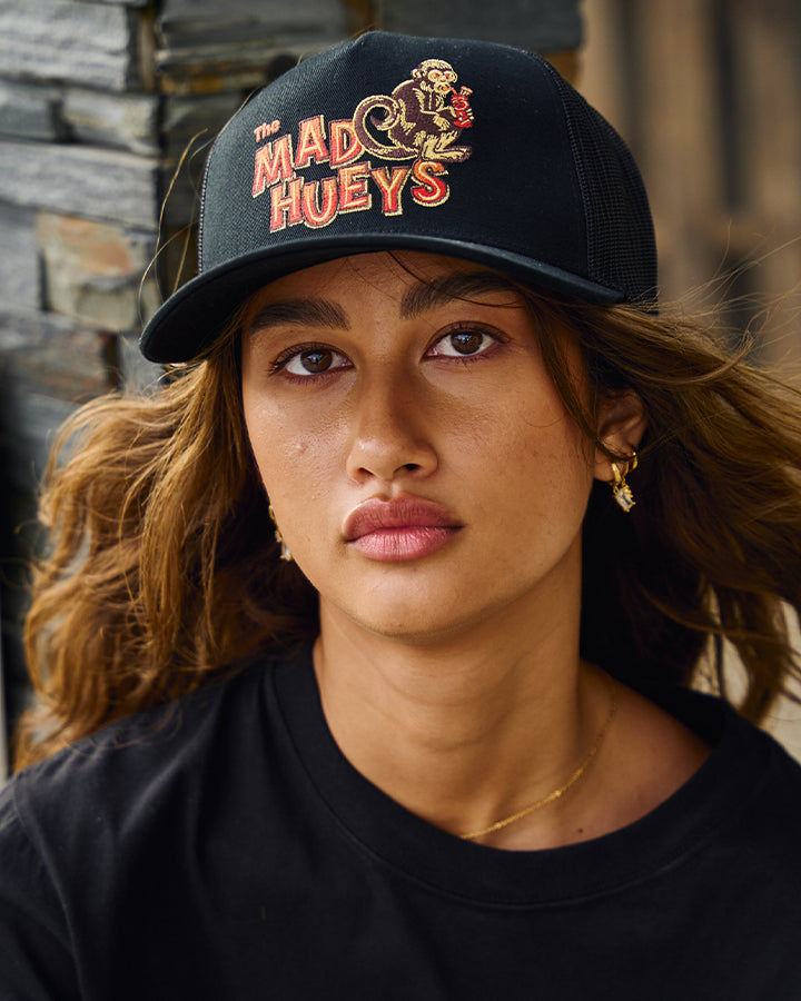 RUMBLE JUNGLE | WOMENS TWILL TRUCKER - BLACK