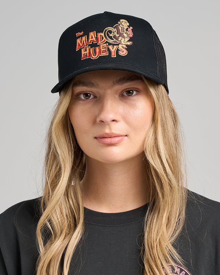 RUMBLE JUNGLE | WOMENS TWILL TRUCKER - BLACK