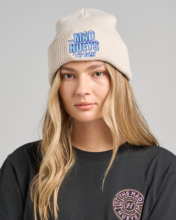 ICY HUEYS | WOMENS RELAXED BEANIE - STONE