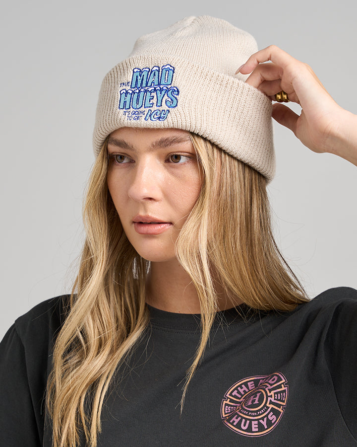 ICY HUEYS | WOMENS RELAXED BEANIE - STONE