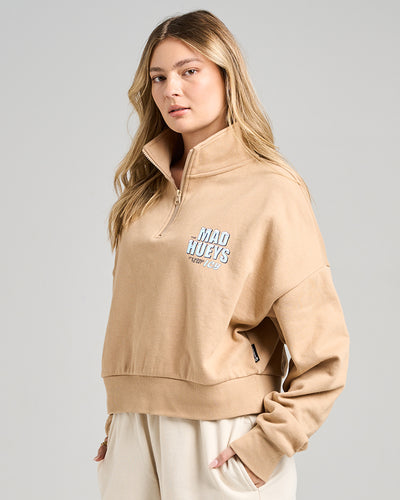ICY HUEYS | WOMENS QUARTER ZIP - LATTE
