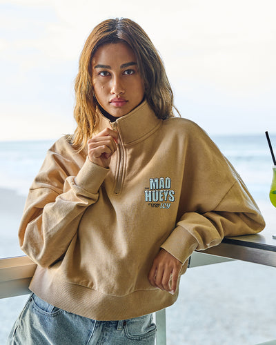 ICY HUEYS | WOMENS QUARTER ZIP - LATTE