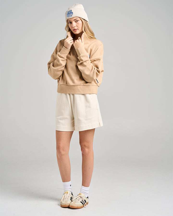 ICY HUEYS | WOMENS QUARTER ZIP - LATTE