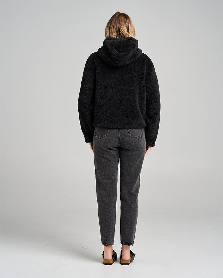 SEAHORSE HUEYS | WOMENS HOODED ZIP THROUGH - BLACK