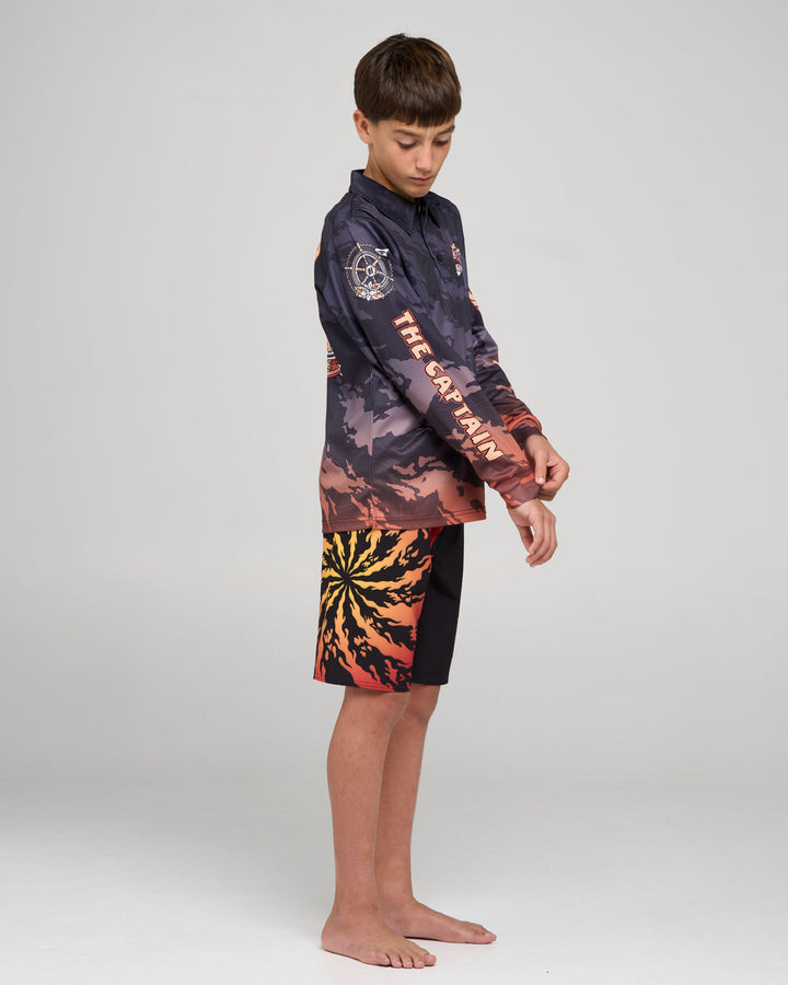 CAPTAIN TWO FACED | YOUTH UPF 50+ FISHING JERSEY - BLACK