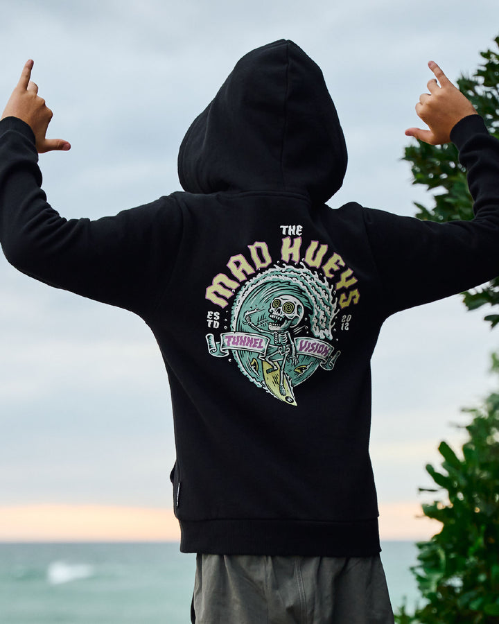 TUNNEL VISION | YOUTH HOODED PULLOVER - BLACK