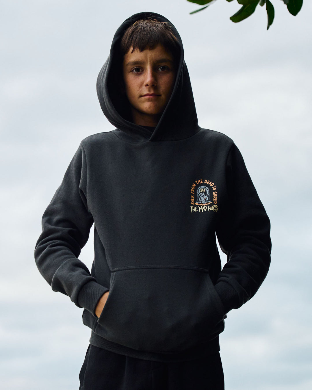 DEAD SHRED | YOUTH HOODED PULLOVER - VINTAGE BLACK