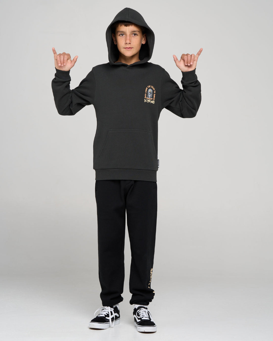 DEAD SHRED | YOUTH HOODED PULLOVER - VINTAGE BLACK
