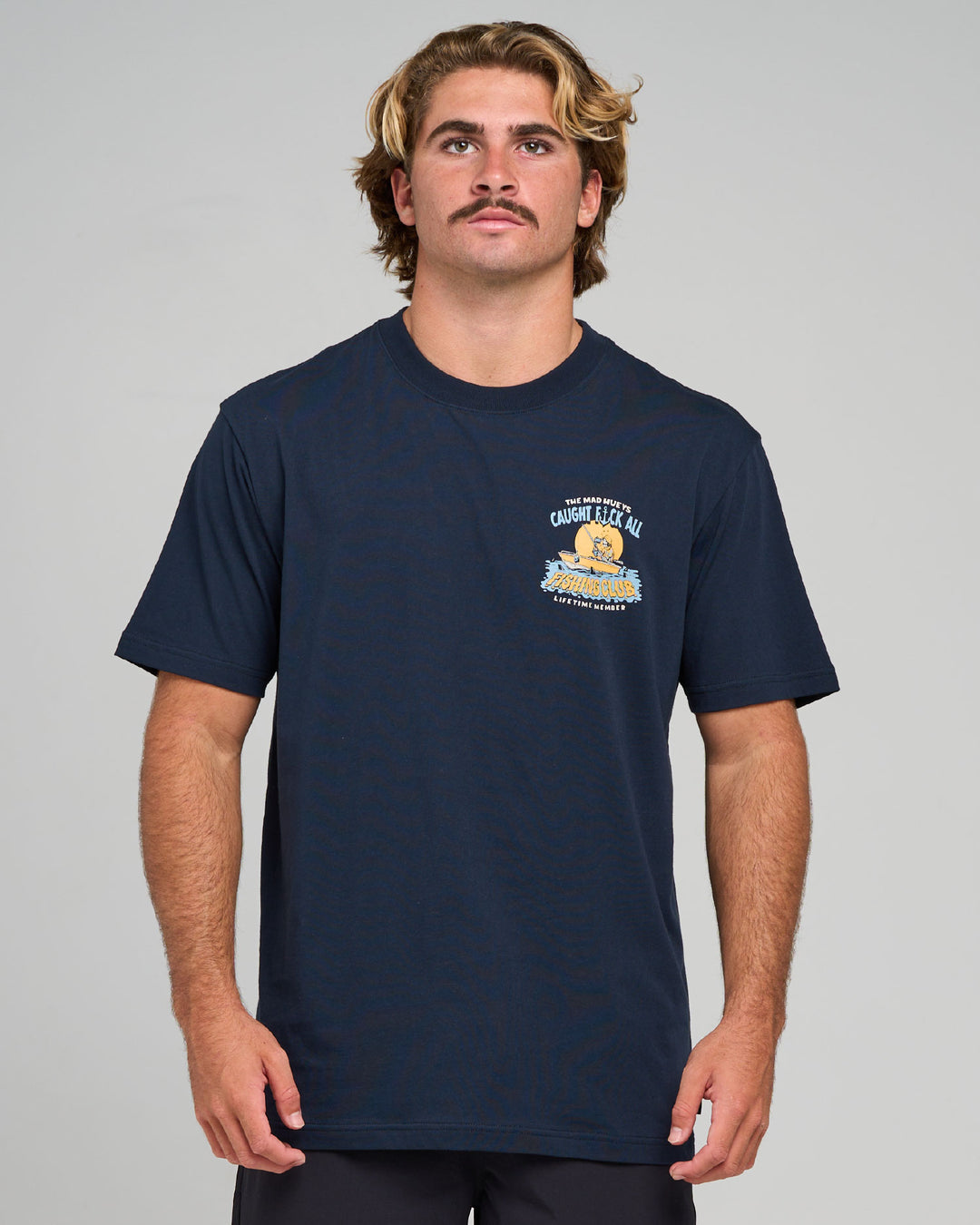 CAUGHT FK ALL JAW | SS TEE - NAVY